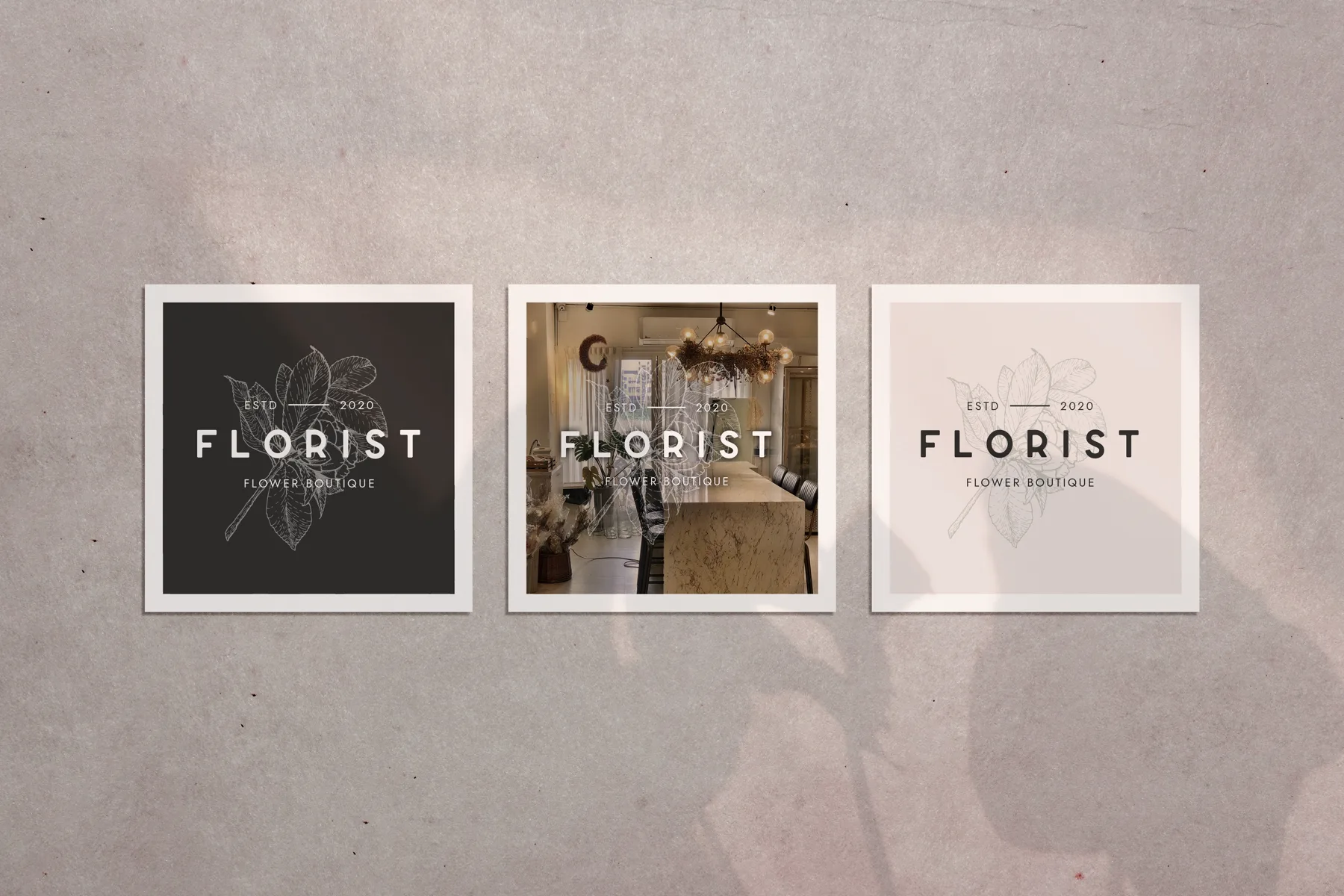 花心 Florist Logo 提案與名片卡面的整體展示