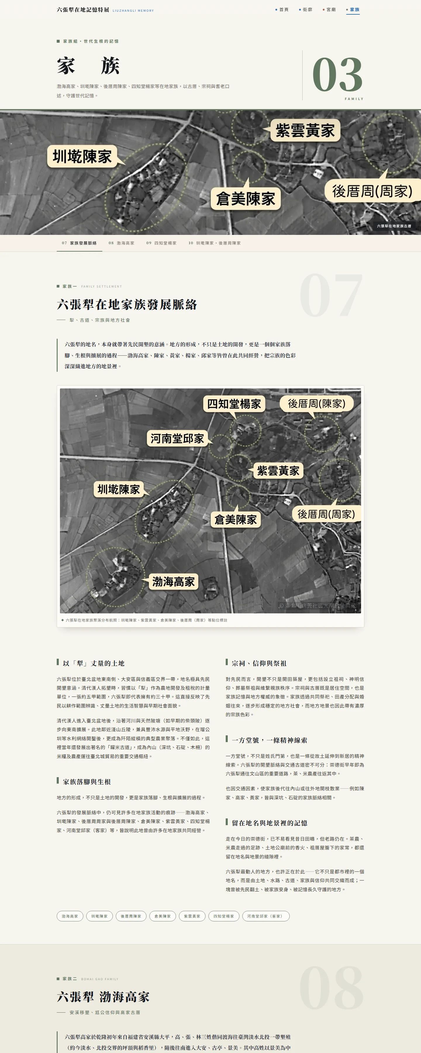 線上展覽「家族」展區頁面截圖