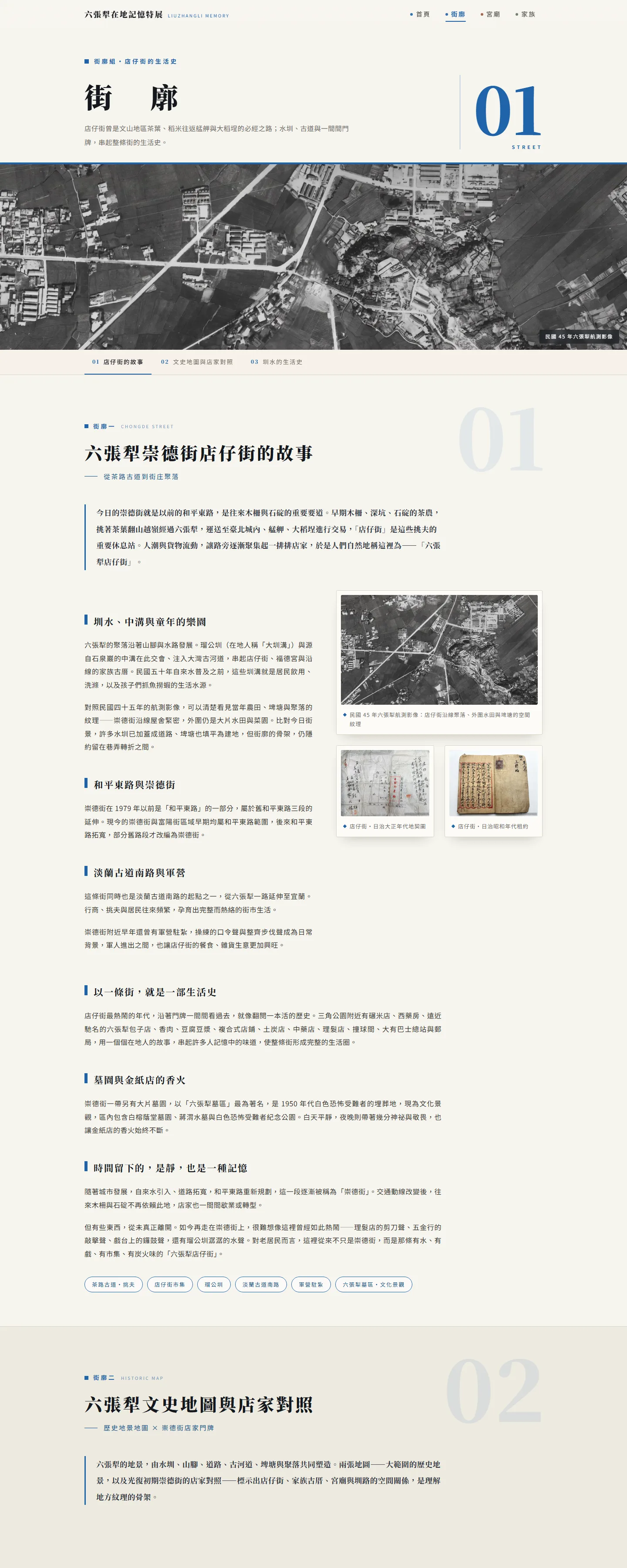 線上展覽「街廓」展區頁面截圖